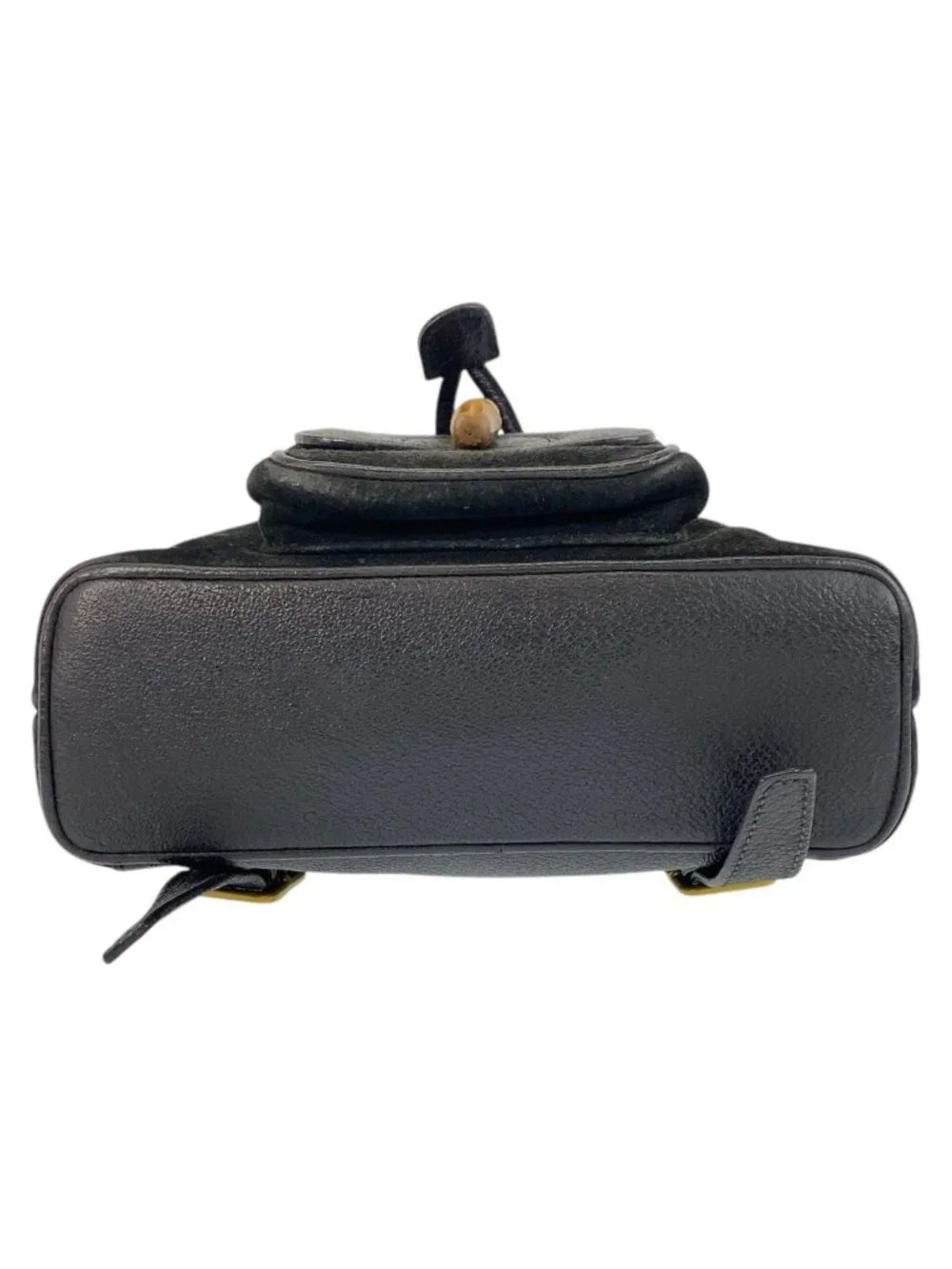 Gucci Bamboo Black Gold Suede Backpack